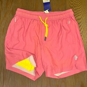 Maamgic Men's Pink Swim Trunks Elastic Waist Drawstring Pockets XS